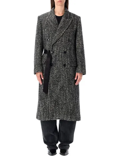 Isabel Marant Wool Ebyane Double-breasted Coat In Gray