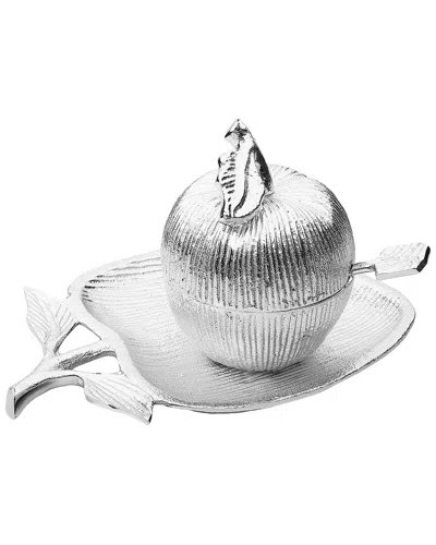 Alice Pazkus Apple Shaped Dish With Removable Honey Jar In Metallic