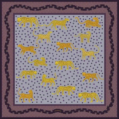 Jessie Zhao New York Silk Bandana With Yellow Leopards In Multi