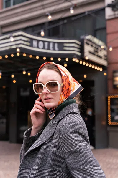 Jessie Zhao New York Silk Bandana Of Leopards With Floral Fountain In Multi