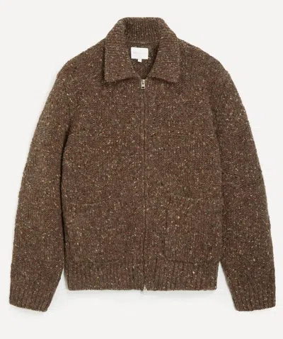 Norse Projects Mens Erik Donegal Diamond Knitted Jacket In Brown