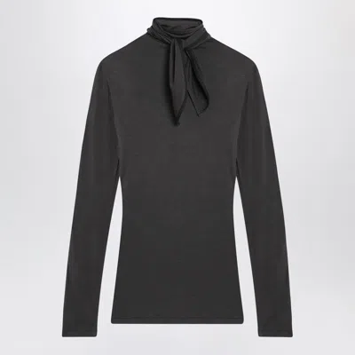 Lemaire Grey Foulard Top With Scarf And Patches In Black