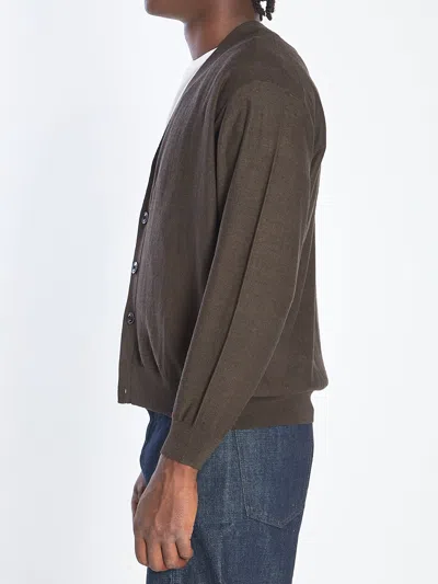 Lemaire Cocoa Wool-blend Cardigan In Brown