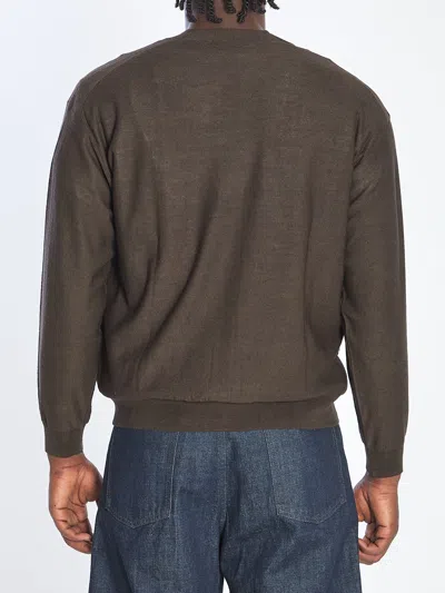 Lemaire Cocoa Wool-blend Cardigan In Brown