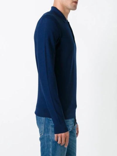 Shop Fashion Clinic Longsleeved Polo Shirt In Blue