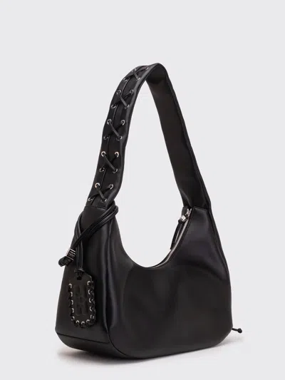 Ganni Black Medium Laces Hobo Bag In Black