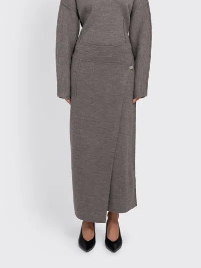 Lauren Manoogian Double Knit Blanket Skirt In Gray