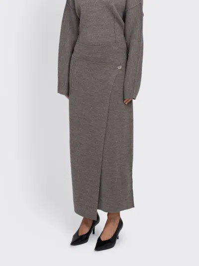 Lauren Manoogian Double Knit Blanket Skirt In Gray