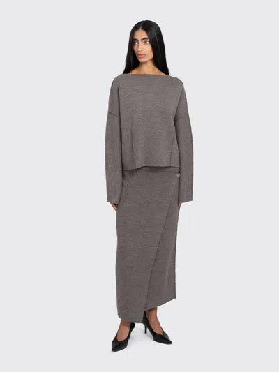 Lauren Manoogian Double Knit Blanket Skirt In Gray