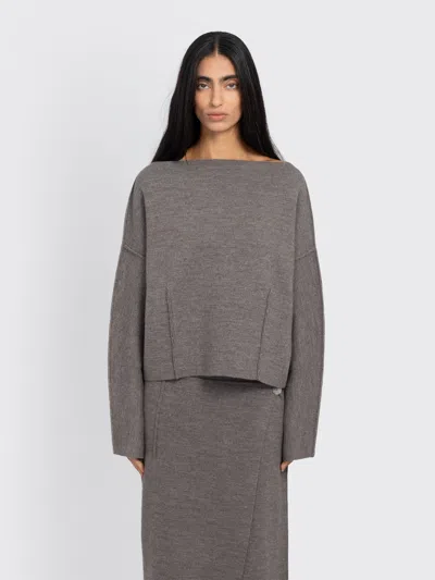 Lauren Manoogian Double Knit Boatneck In Gray