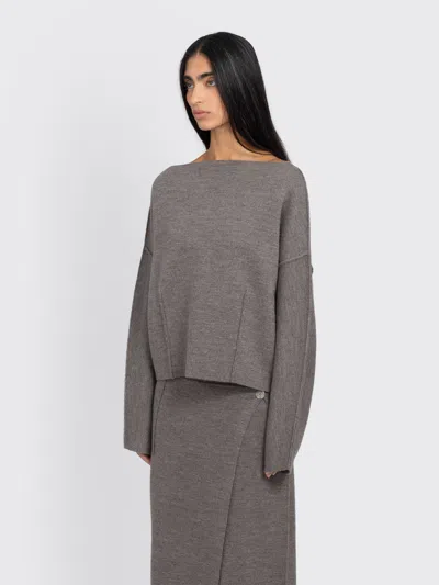 Lauren Manoogian Double Knit Boatneck In Gray