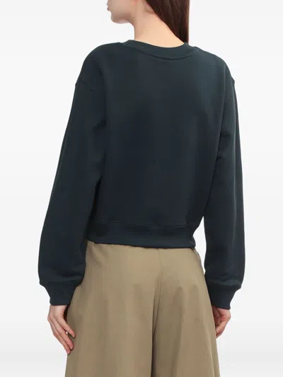 Maison Kitsuné Lady Fox Cotton Cropped Sweatshirt In Blue