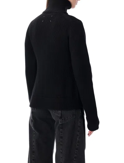 Maison Margiela Black Wool Zip-up Cardigan In Black