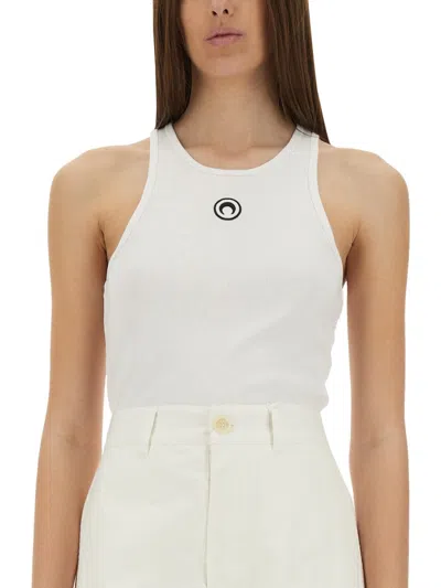 Marine Serre Moon Cotton Tank Top In White