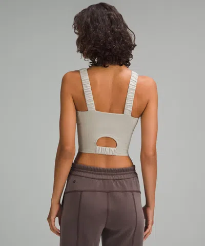 Lululemon Ruched-strap Cropped Keyhole Tank Top In Gray