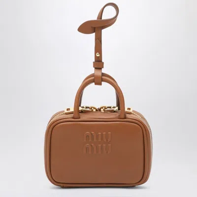 Miu Miu Trick Cognac Colour In Leather In Brown