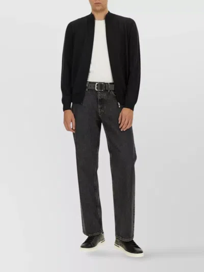 Hugo Boss Boss Sweater With Zipper In Virgin Wool In Black