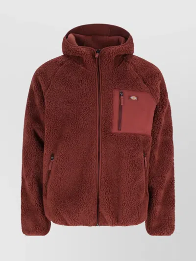 Dickies Fleece Hoodie With Chest And Side Pockets In Red