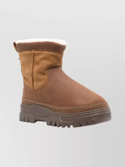Ugg Waterproof Colour-block Ankle Boots With Shearling Trim In Brown