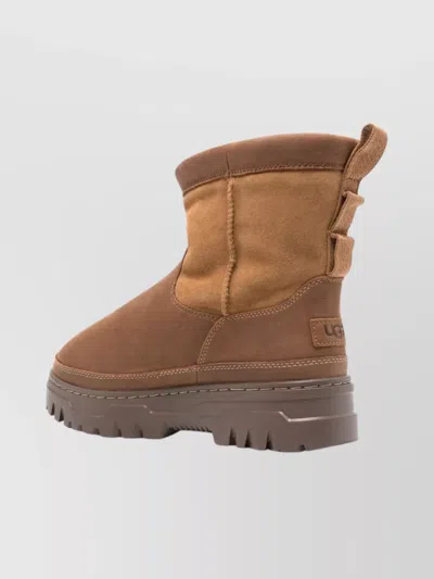 Ugg Waterproof Colour-block Ankle Boots With Shearling Trim In Brown