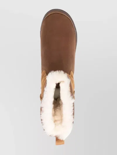 Ugg Waterproof Colour-block Ankle Boots With Shearling Trim In Brown