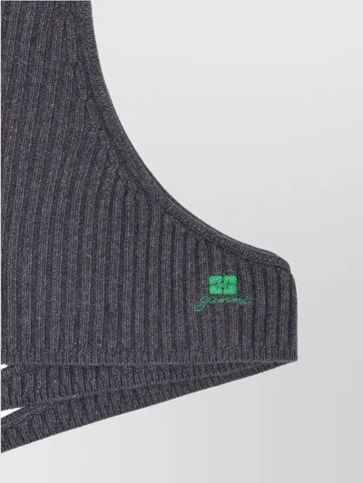 Ganni Future Wool Knit Balaclava With Ear Coverage In Gray