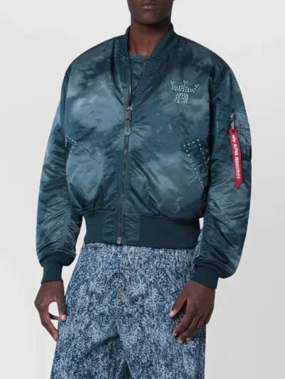 Awake Ny Bomber Jacket With Ribbed Cuffs And Pockets In Brown