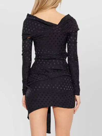 Isabel Marant Asymmetric Polka Dot Off-shoulder Dress In Black
