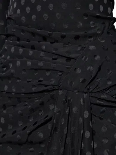 Isabel Marant Asymmetric Polka Dot Off-shoulder Dress In Black