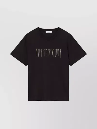 Stella Mccartney Logo T-shirt With Embroidery And Round Neck In Black