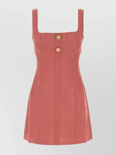 Le Kasha Dark Pink Linen Mini Dress In Pink