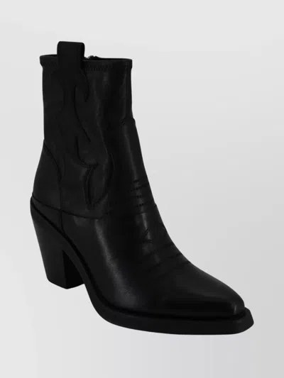 Ash Contemporary Western Ankle Boot In Black