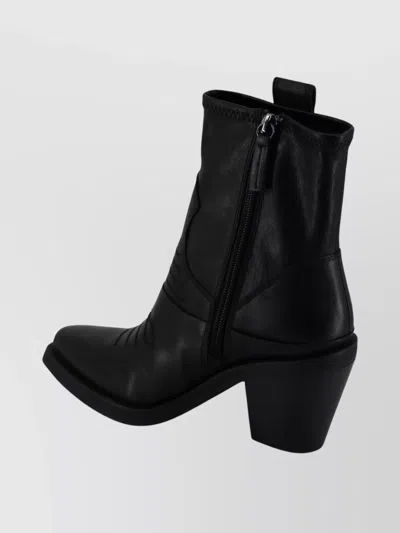 Ash Contemporary Western Ankle Boot In Black