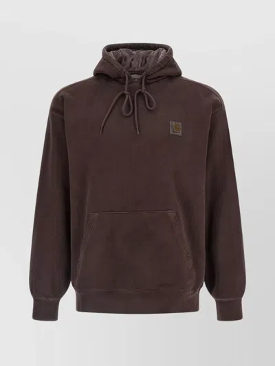 Carhartt Hoodie With Drawstring And Kangaroo Pocket In Brown