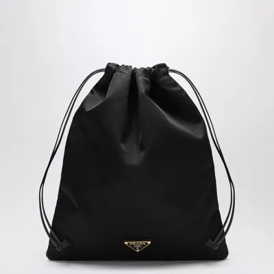 Prada Black Pouch In Re-nylon With Logo In Black