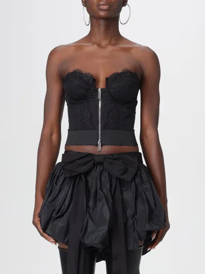 Dsquared2 Strapless Lace Cropped Corset Top In Blue