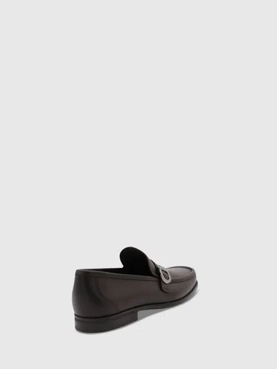 Ferragamo Loafers Metal Buckle Detail Round Toe In Brown