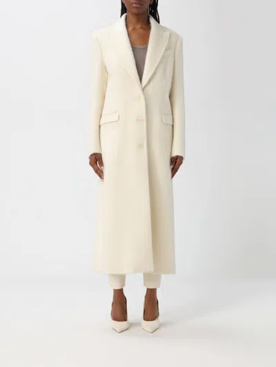 Patrizia Pepe Long Coat With Revers Collar In Neutral