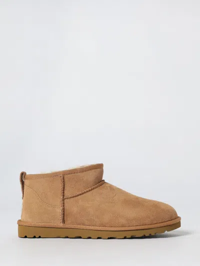 Ugg Classic Ultra Mini Low Heels Ankle Boots In Leather Color Suede In Brown