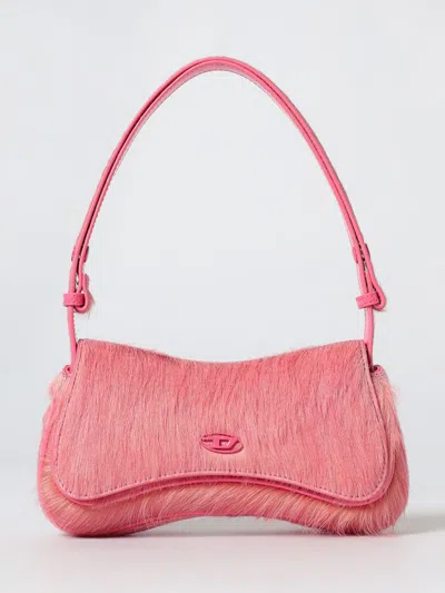 Diesel Play-clutch In Coloured Hairy Leather In Pink
