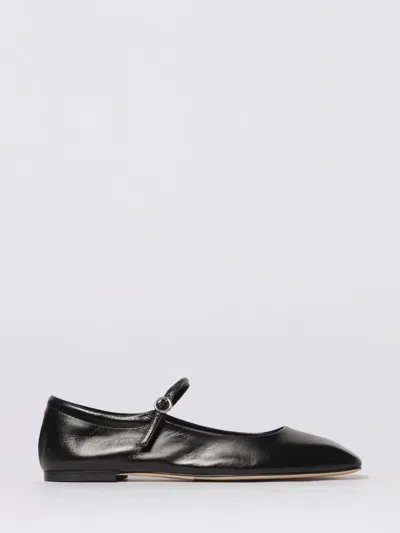 Aeyde Pointed Toe Nappa Leather Flats In Black