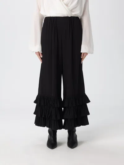 Chloé Wide Leg Trousers Ruffled Hem In Black