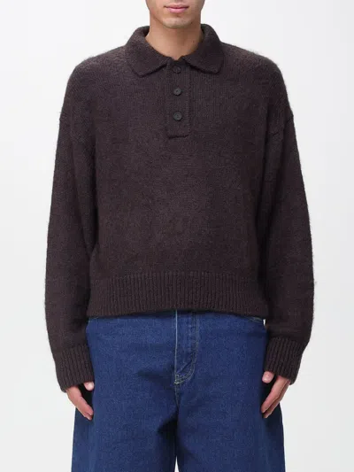 Studio Nicholson Dune Brown Superkid Mohair Polo Sweater In Brown