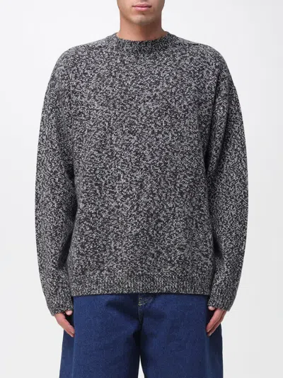 Studio Nicholson Textured Multicolour Sweater With Dynamic Pattern In Gray