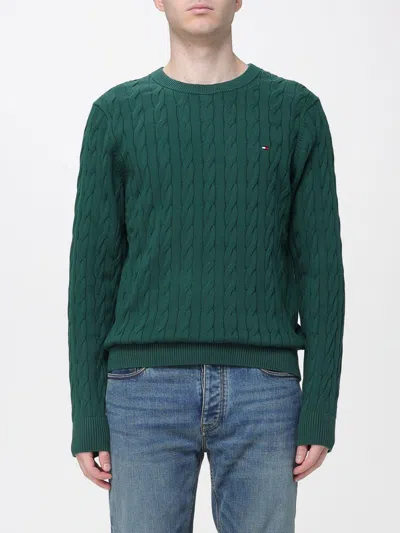 Tommy Hilfiger Textured Knit Pullover Crew Neck In Green