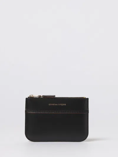 Comme Des Garçons Logo-stamp Leather Coin Purse In Black