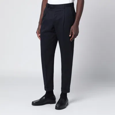 Pt Torino Tailored Wool Trousers With Pockets And Cuffs In Blue