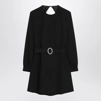 Saint Laurent Black Mini Dress With Belt In Black