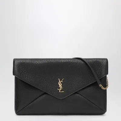 Saint Laurent Cassandre Xxl Black Envelope Bag With Chain In Black