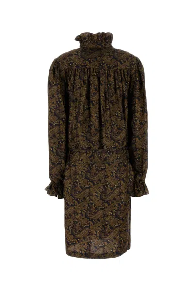 Saint Laurent Printed Twill Dress In Multi
